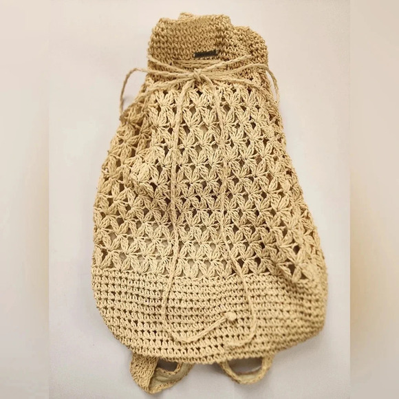 O'Neill Handbags - O'Neill Natural Weaved/Crochet Shoulder Bag Inner Lined Backpack Beach Bag